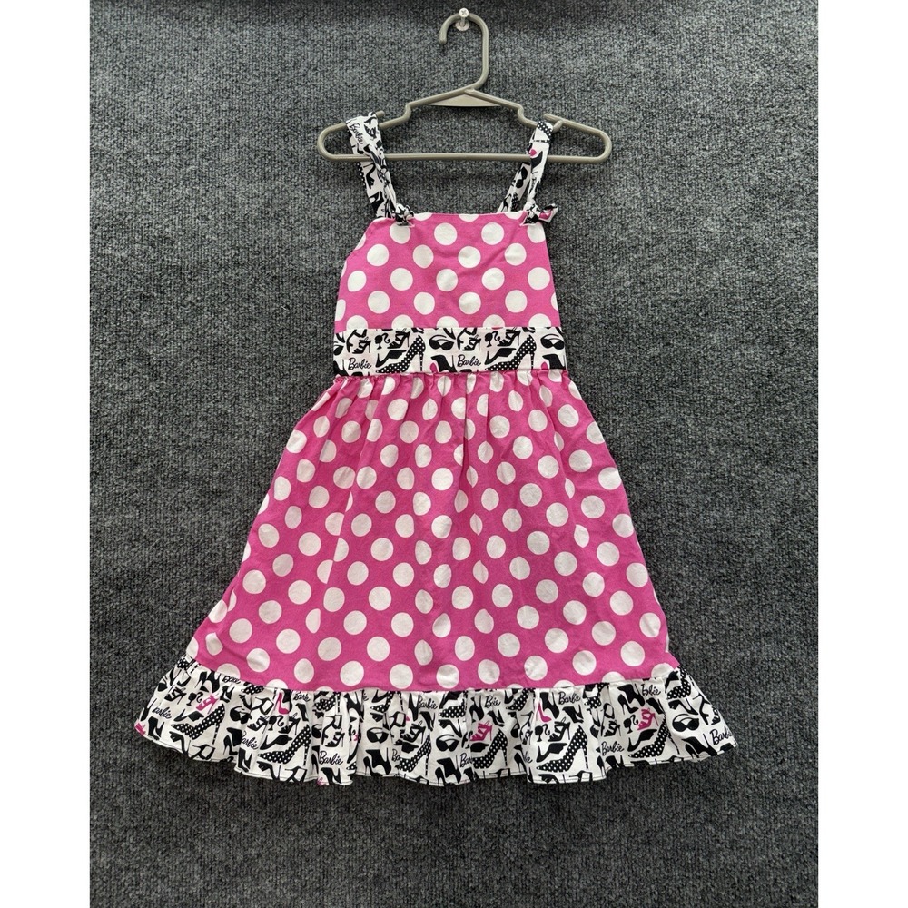 Handmade Barbie Girls Pink Polka Dot Dress Black White Barbiecore